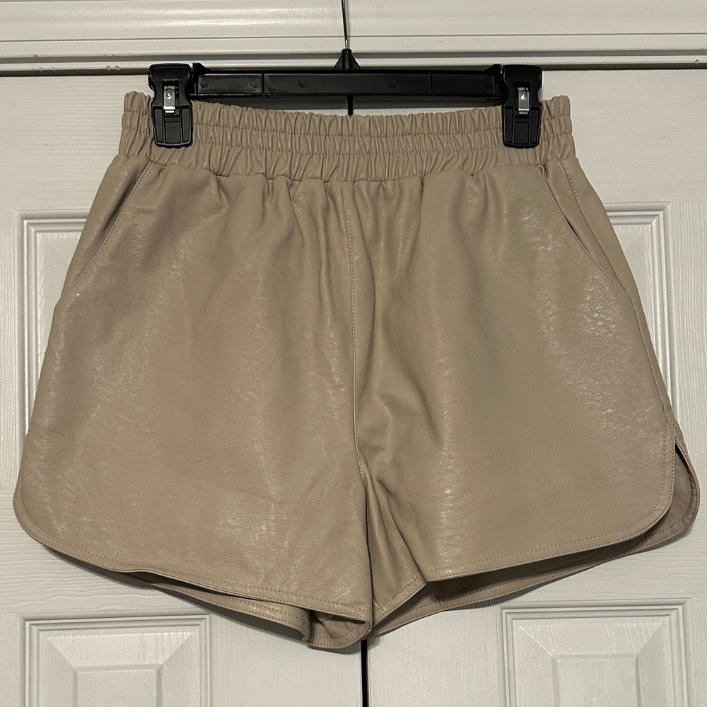 NWT Women's Tan Faux Leather Shorts